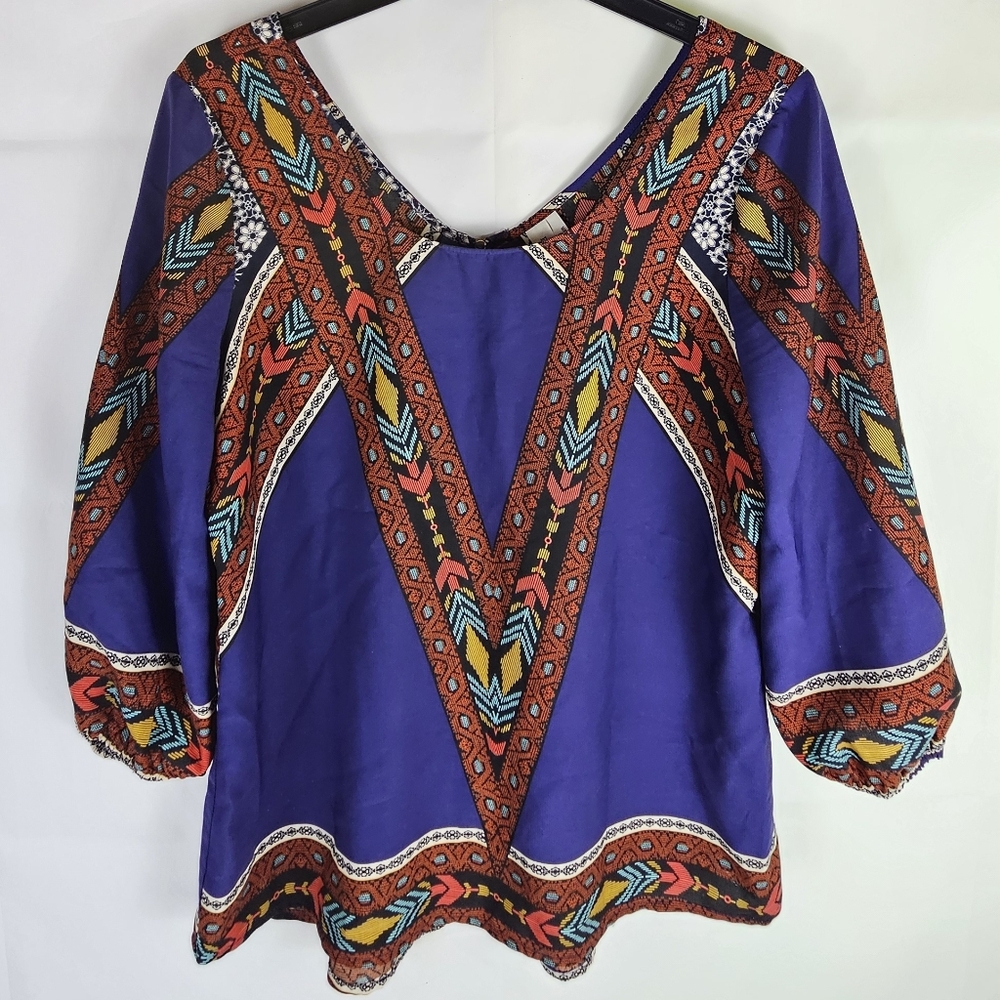 Pink Owl Colorful Indie Blouse Top Size M | Hippie Casual Summer Floral Spring